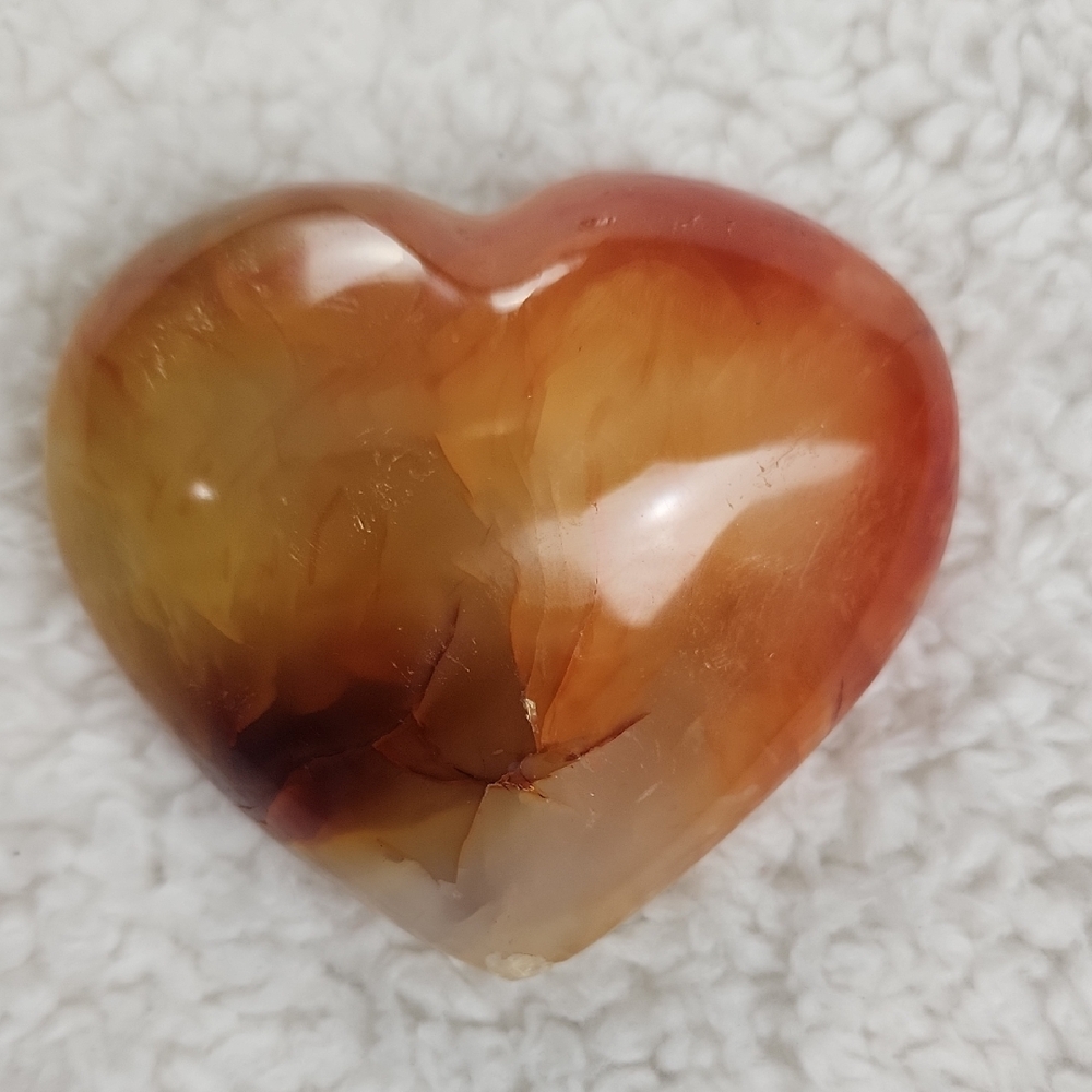 Heart-Shaped Polished Stone Carnelian
